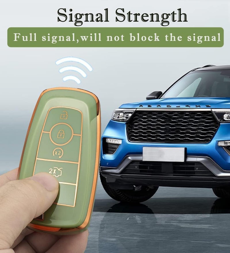 Cacacar for Ford Key Fob Cover, Premium Soft TPU Full Protection Key Fob Case for Ford Lincoln Fusion Mustang F150 F250 Edge Explorer Escape Expedition Ranger Bronco Smart Remote Key Protector,Ivory - Image 4